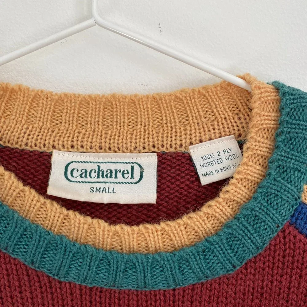 Cacharel Vintage Color Block Wool Sweater - Picture 5 of 6